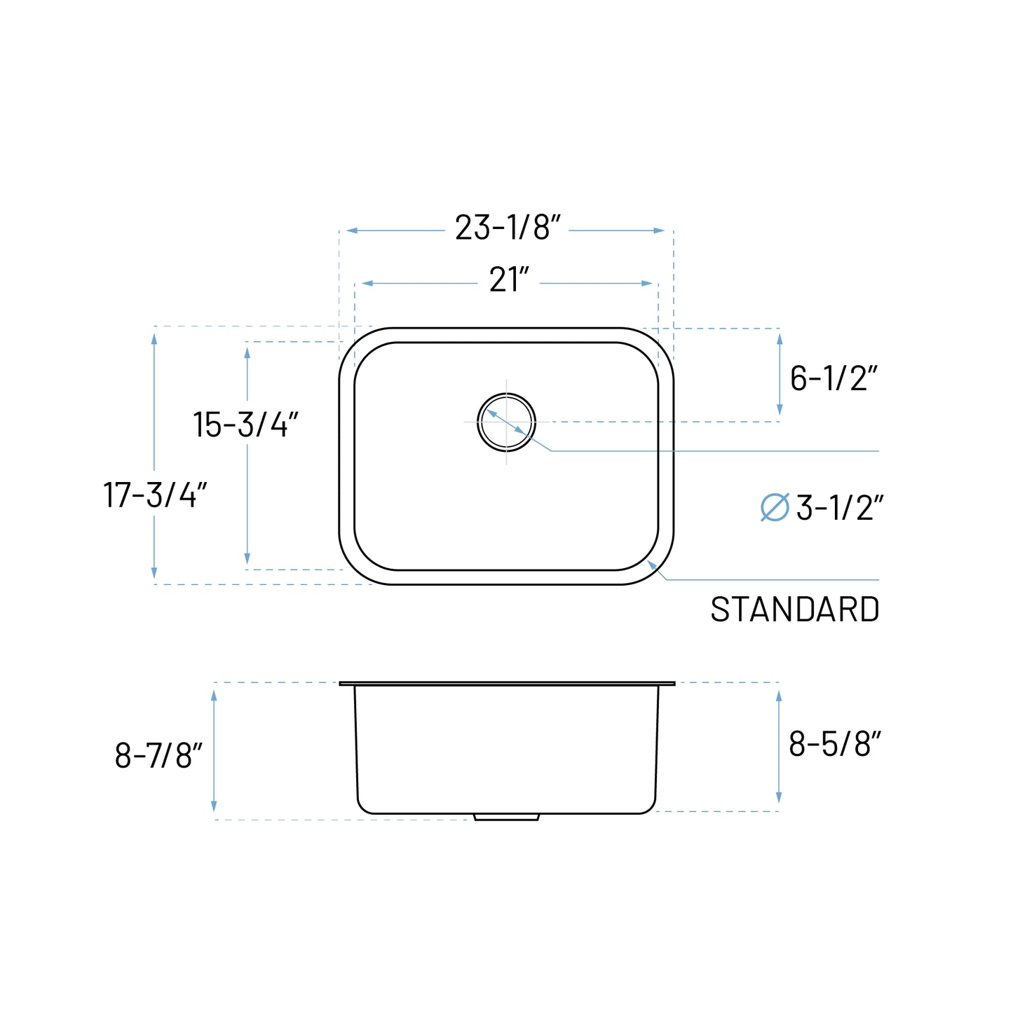 KSN-2318-9-S-16 Single Bowl Kitchen Sink