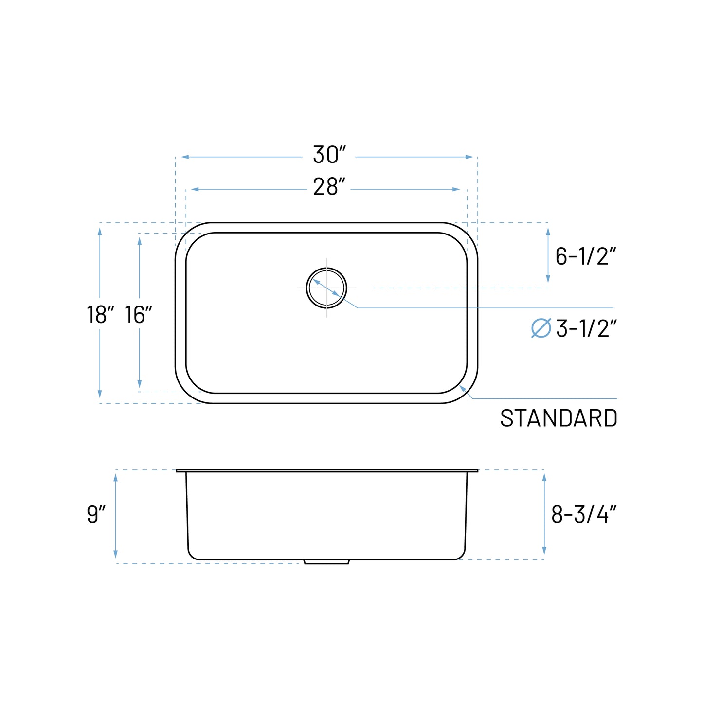 KSN-3018-9-S 30 Inch Undermount Kitchen Sink