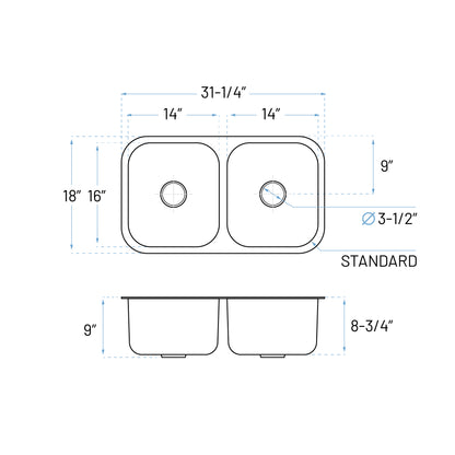 KSN-3118-9-D-16 Double Bowl Kitchen Sink