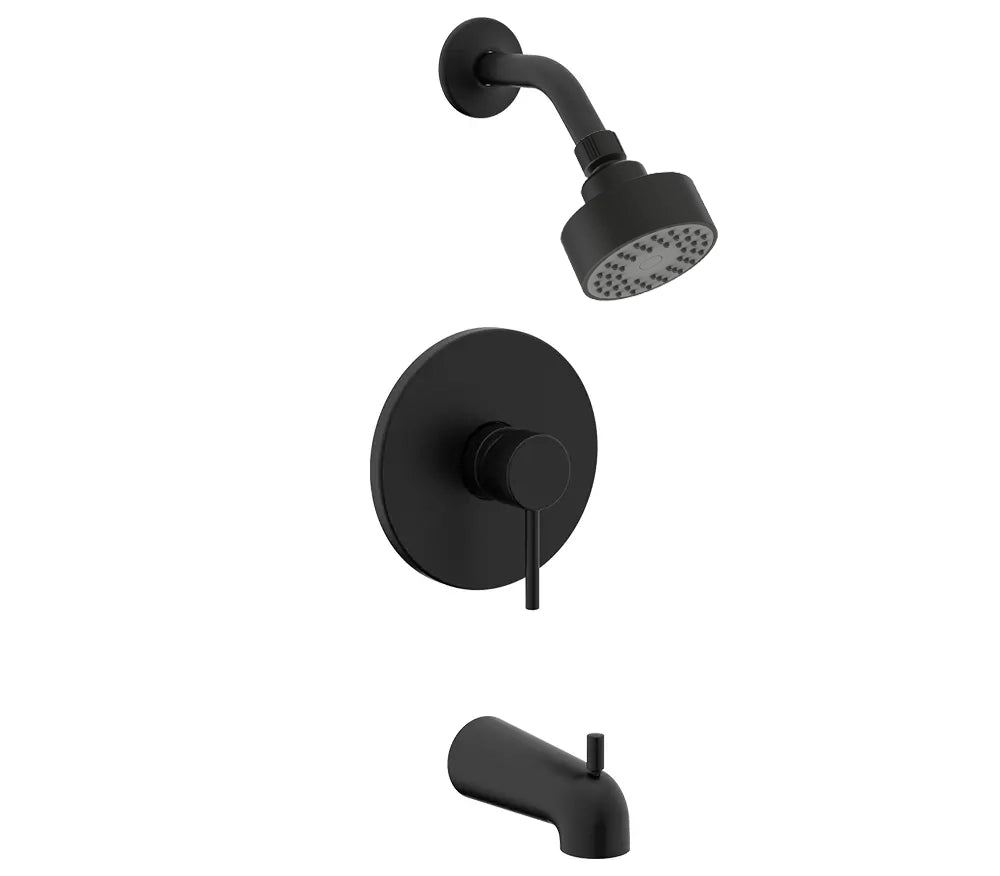 ST-7002-SH-BL Matte Black Bath and Shower Trim Kit with Head