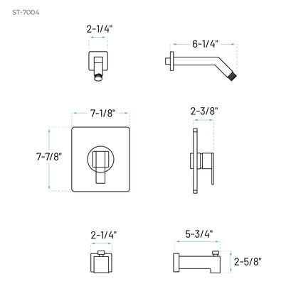 ST-7004-SH-BL Matte Black Bath and Shower Trim Kit with Head