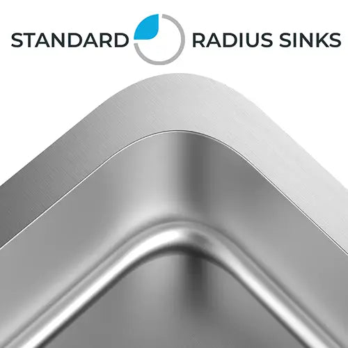 A Top mount kitchen sink with standard radius