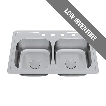 TOP-3319-8-D Top Mount Double Bowl Kitchen Sink