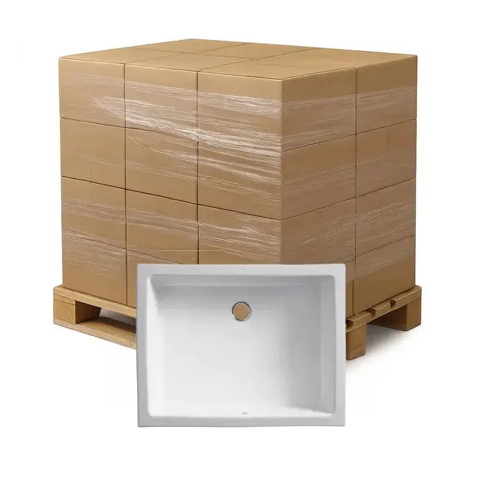 Bulk-Packed 17 x 13" Rectangular Porcelain Undermount Bathroom Sink in White, VCS-1115-R