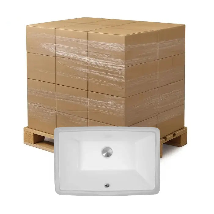 Bulk-Packed 21" Rectangular Porcelain Undermount Bathroom Sink in White, VCS-1118-R