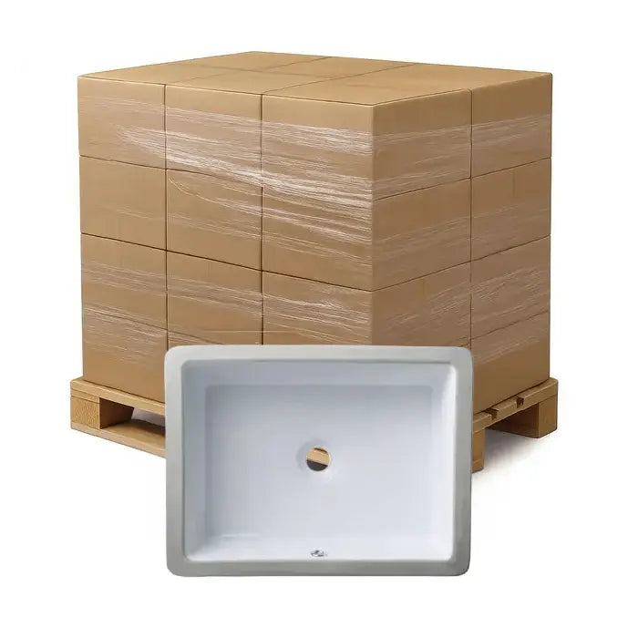 Bulk-Packed 20 x 16" Rectangular Porcelain Undermount Bathroom Sink in White, VCS-1317-R