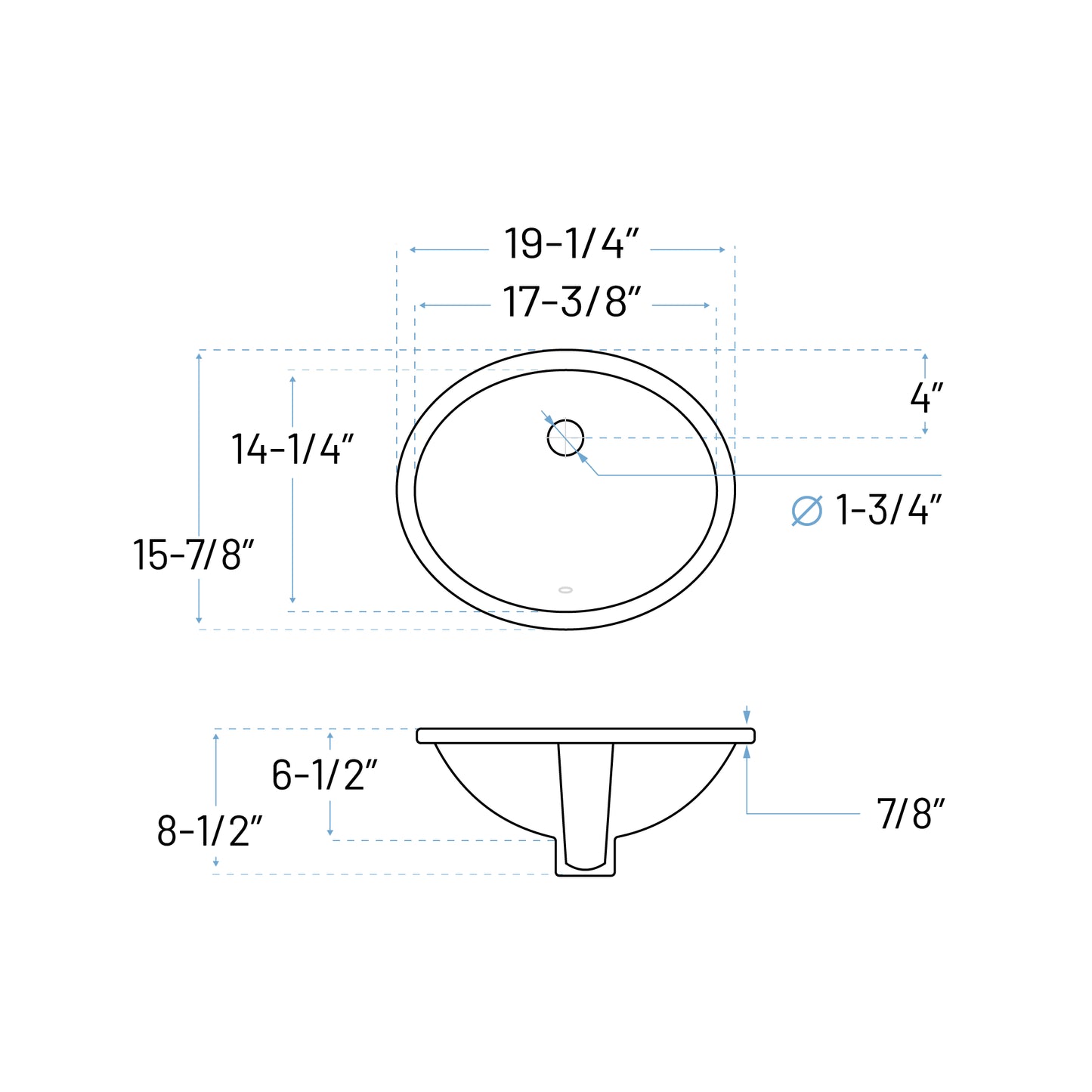 VCS-1417B Biscuit Oval Porcelain Undermount Bathroom Sink