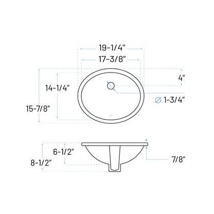 VCS-1417B Biscuit Oval Porcelain Undermount Bathroom Sink