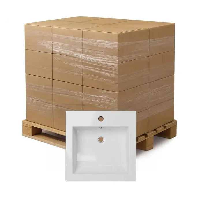 Bulk-Packed 16 x 16" White Semi-Recessed Porcelain Vessel Sink with Overflow, VCS-1616-R-T