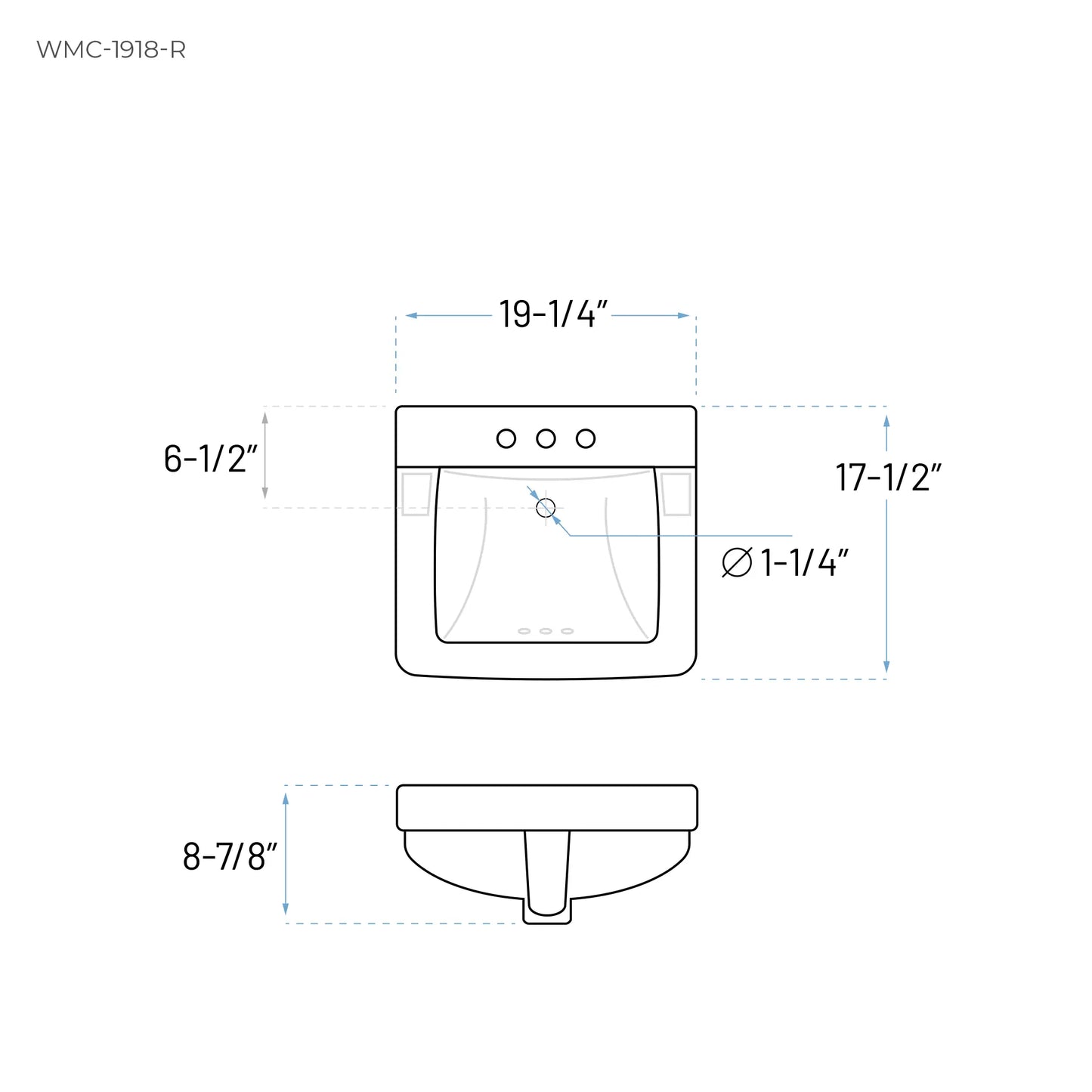 Technical Drawing of a Bathroom Sink