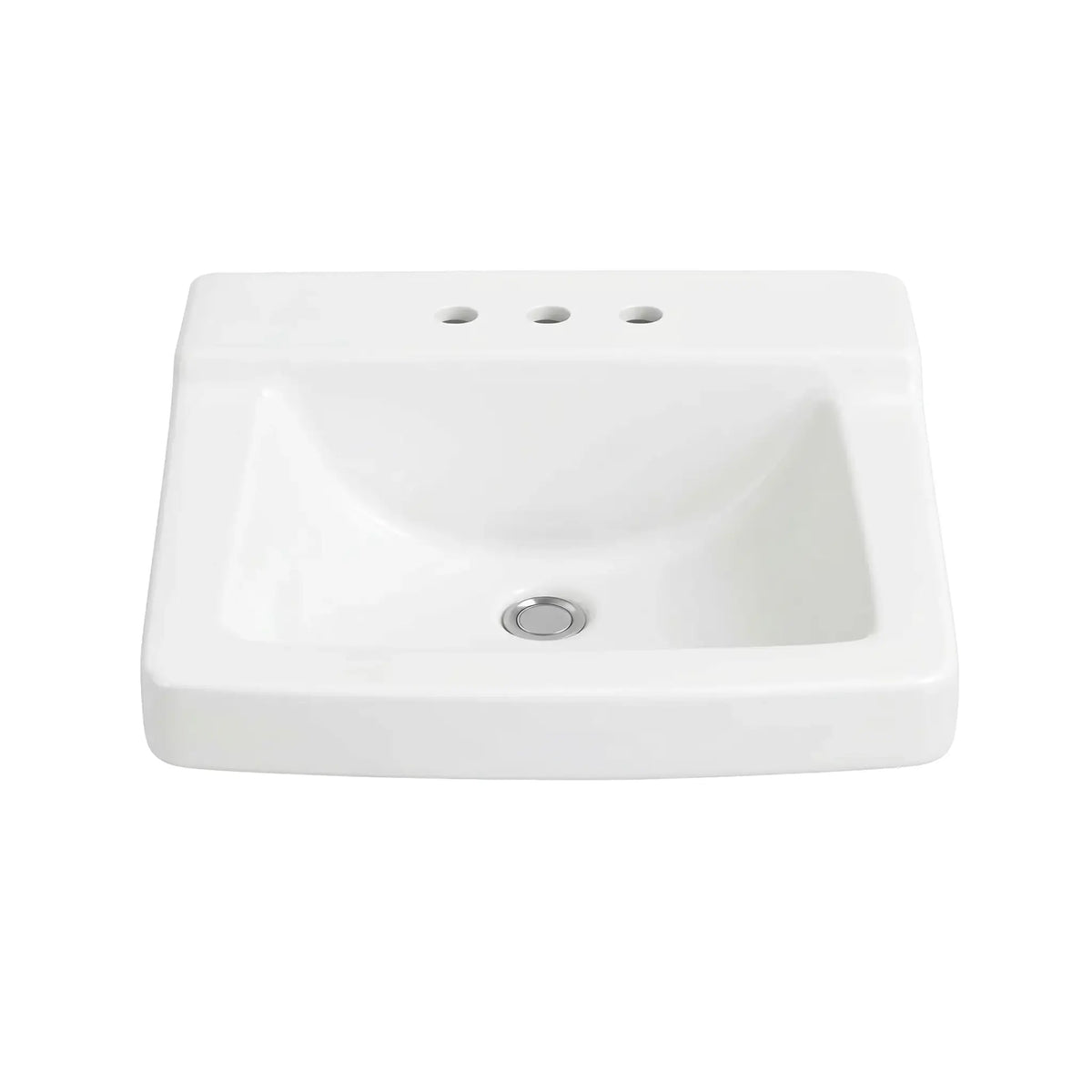 19" Rectangular Wall Mount Porcelain Bathroom Sink with Oveflow Drain in White