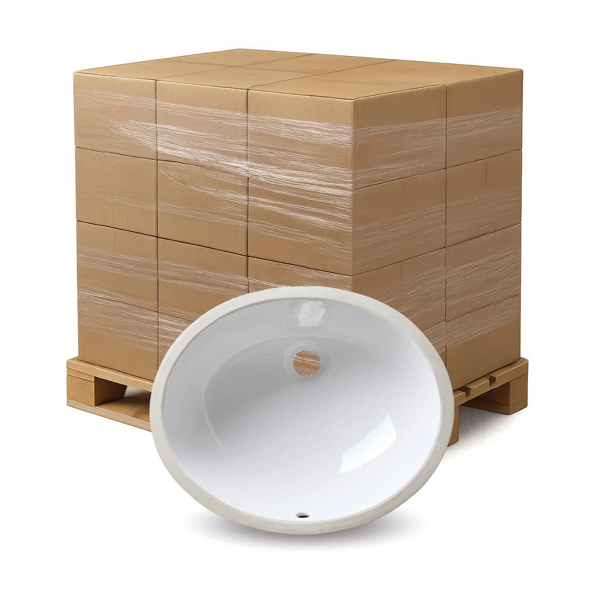 Bulk-Packed 19-1/4" Oval Porcelain Undermount Bathroom Sink in White, VCS-1417-O