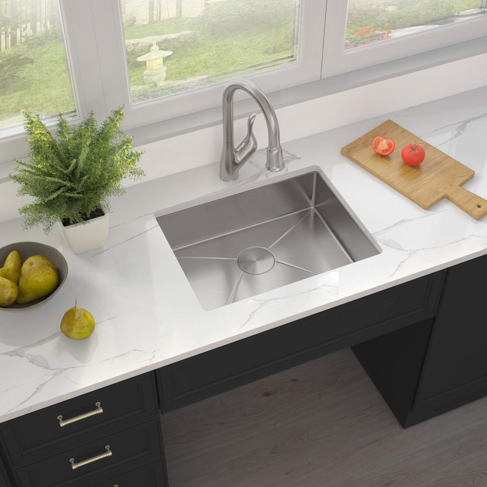 ADA-KH-2718-S-R15 Handmade Single Bowl Kitchen Sink – Allora USA