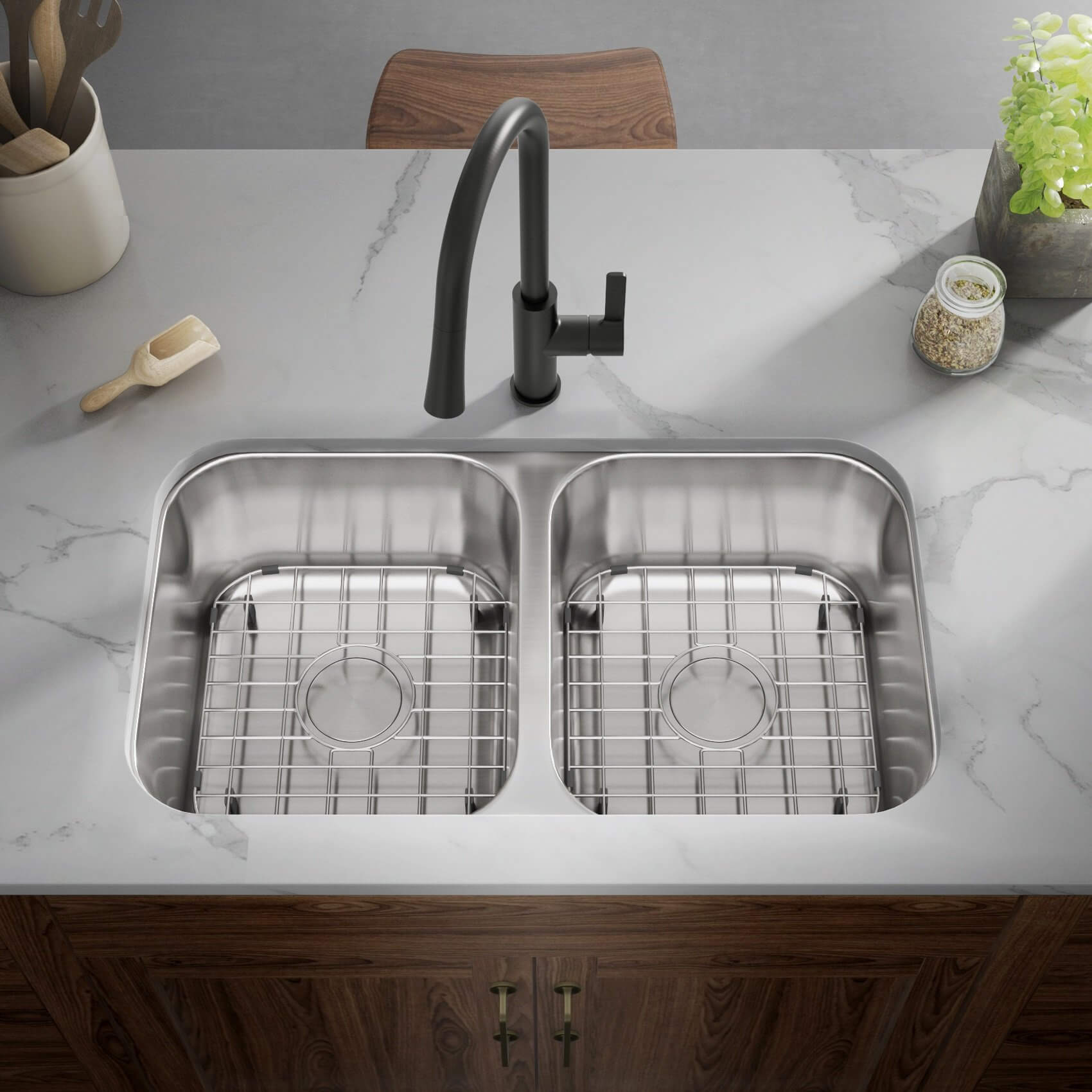 KSN-3118-9-D-16 Undermount 16 Gauge Double Bowl Kitchen Sink