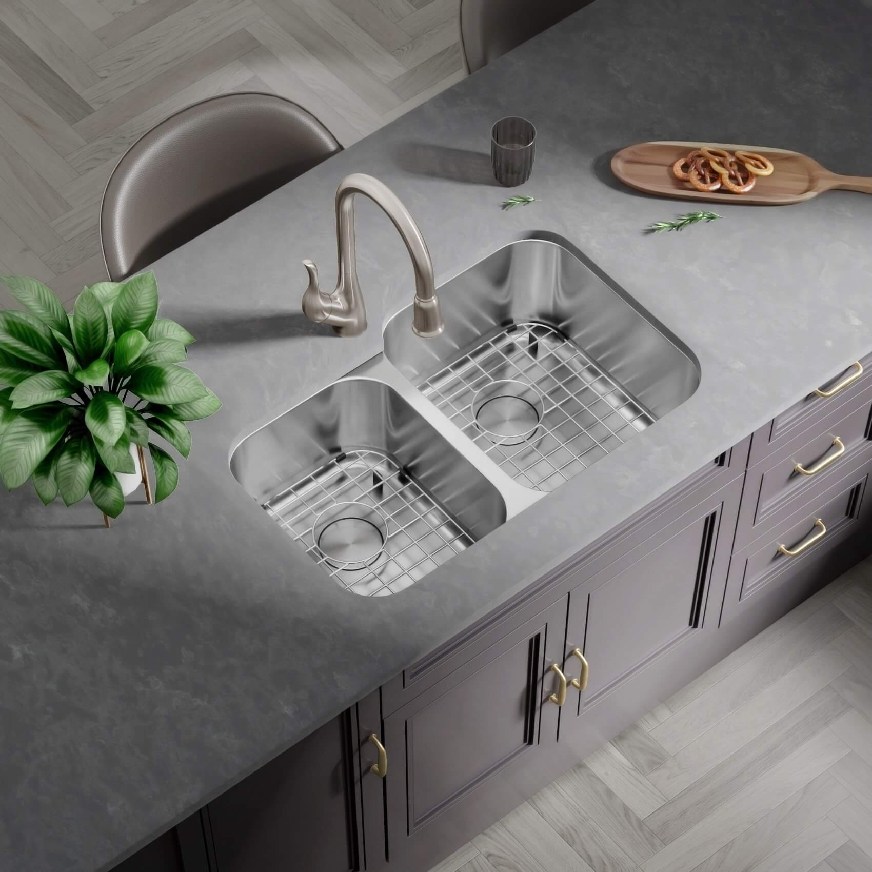 KSN-3221R-9-D Undermount Double Bowl Kitchen Sink – Allora USA