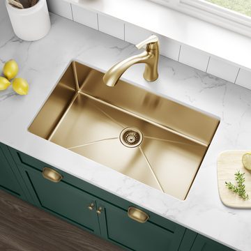 KH-3018-10-S-R15-GL Gold Stainless Steel Kitchen Sink