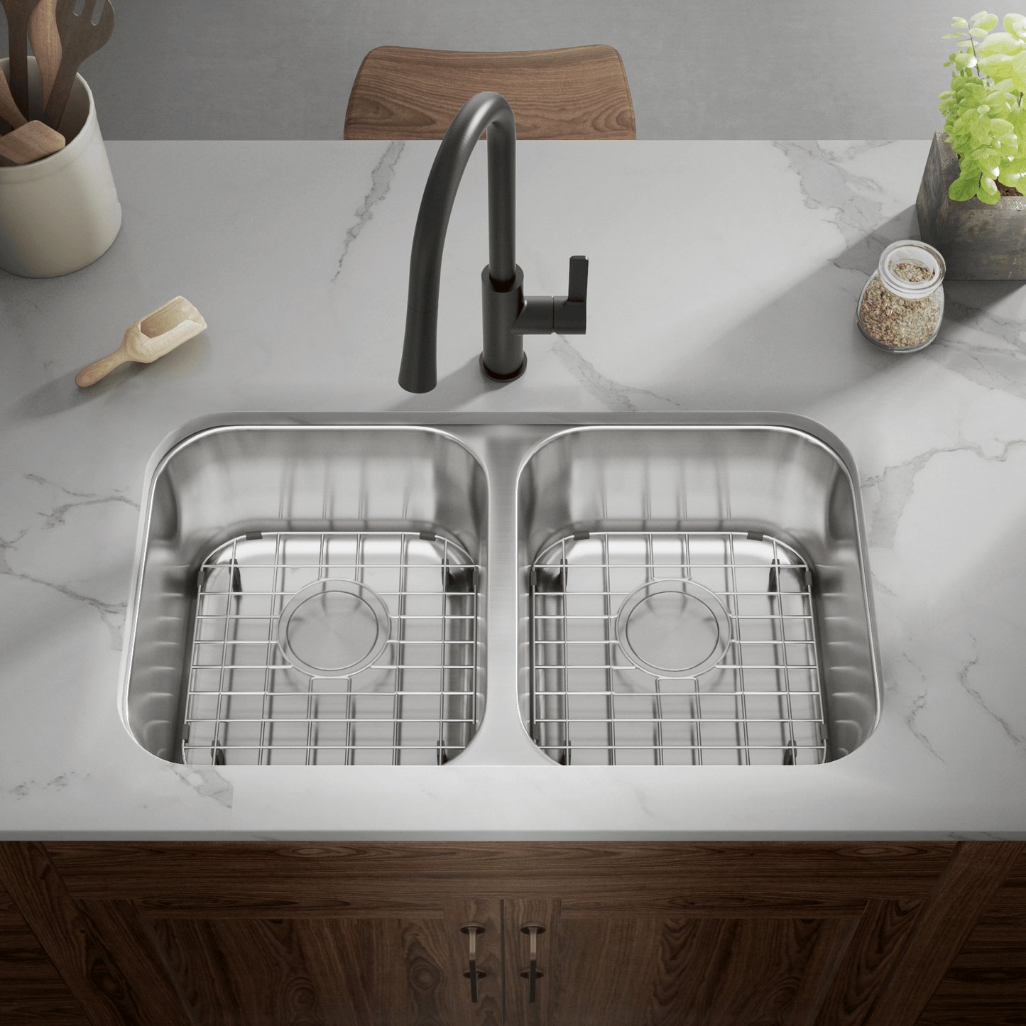 KSN-3118-9-D Undermount Double Bowl Kitchen Sink – Allora USA